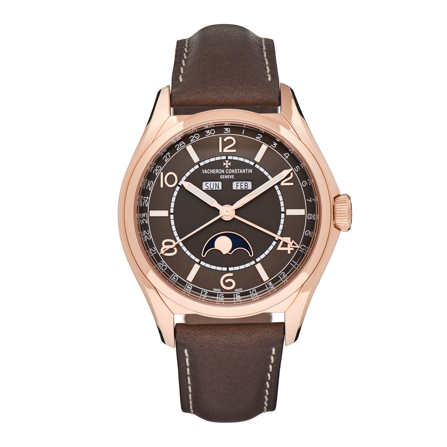 Vacheron Constantin 18K Pink Gold Calfskin 40mm Fiftysix Automatic Watch Brown 4000E/000R-B065 1 of 5