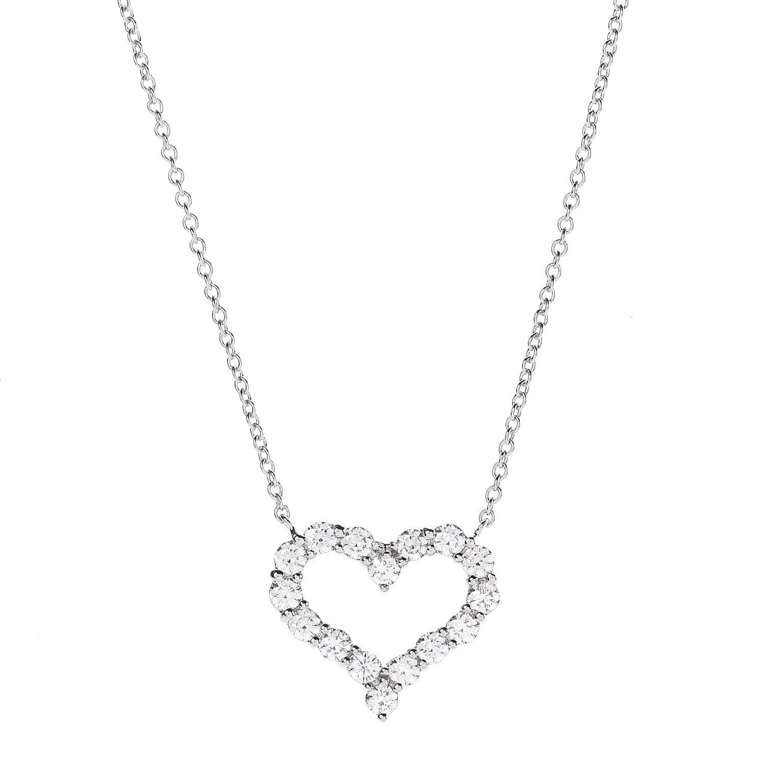 Tiffany Platinum Diamond Small Heart Pendant Necklace 4 of 6