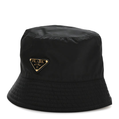 Prada Re-Nylon Metal Triangle Logo Womens Bucket Hat M Black 1 of 8