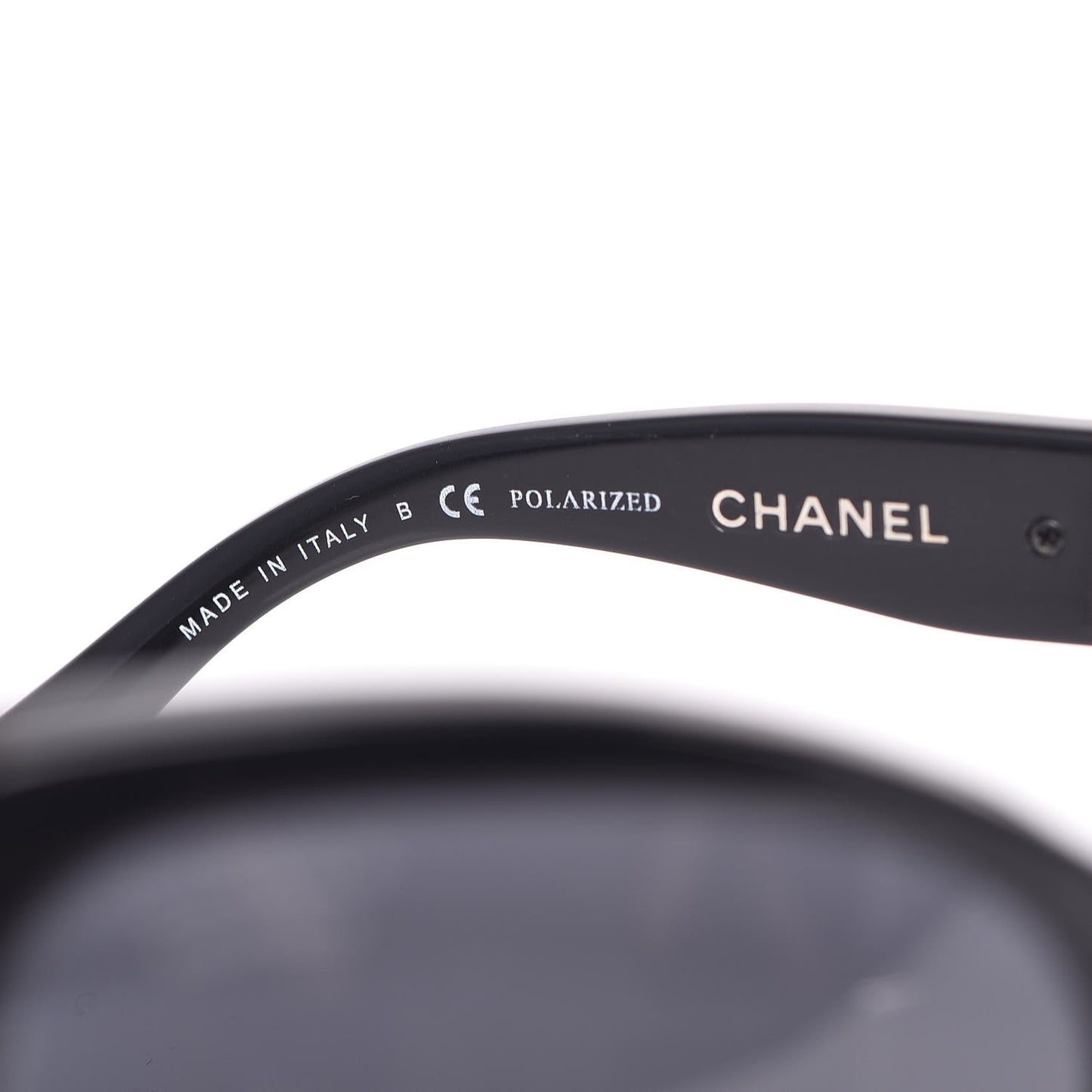 Acetate Metal Polarized Chain Square Sunglasses 5305 Black