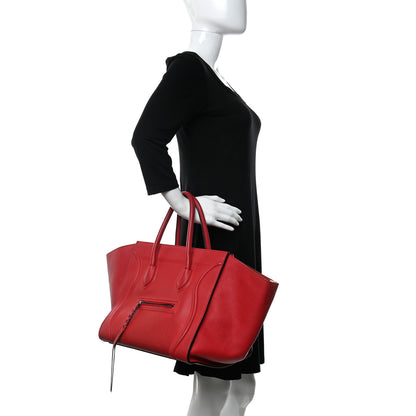 Celine Supple Calfskin Medium Phantom Luggage Vermillion 2 of 11