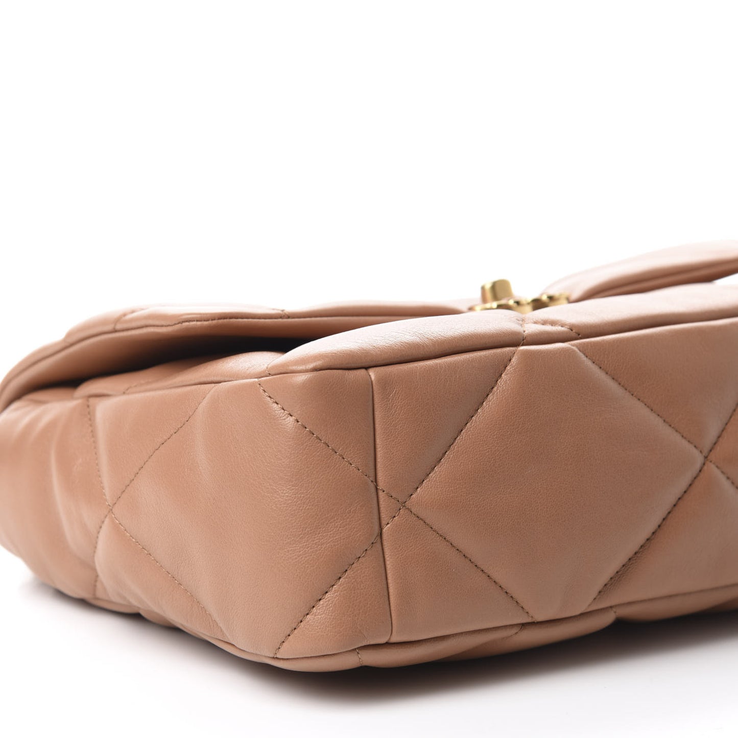 Lambskin Quilted Large 19 Flap Brown