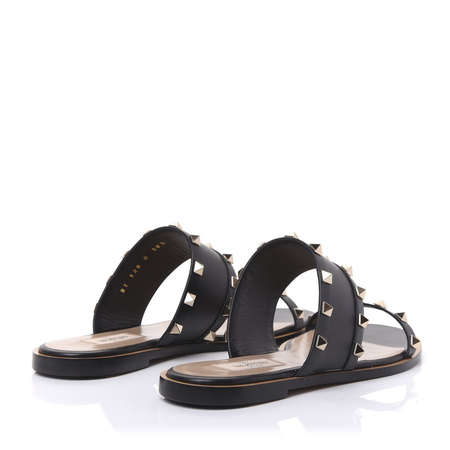Nappa Rockstud Flat Sandals 38.5 Black