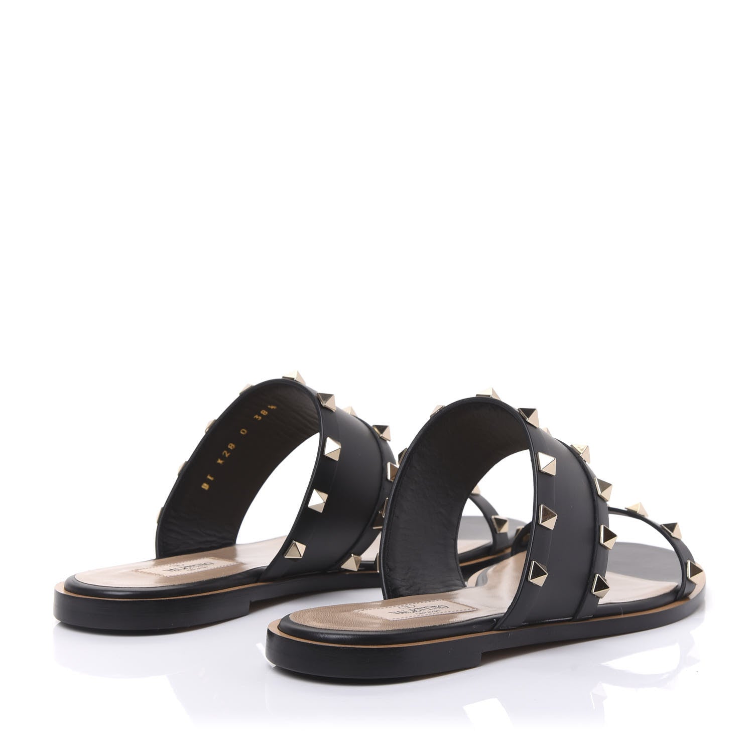 Valentino Garavani Nappa Rockstud Flat Sandals 38.5 Black 4 of 9
