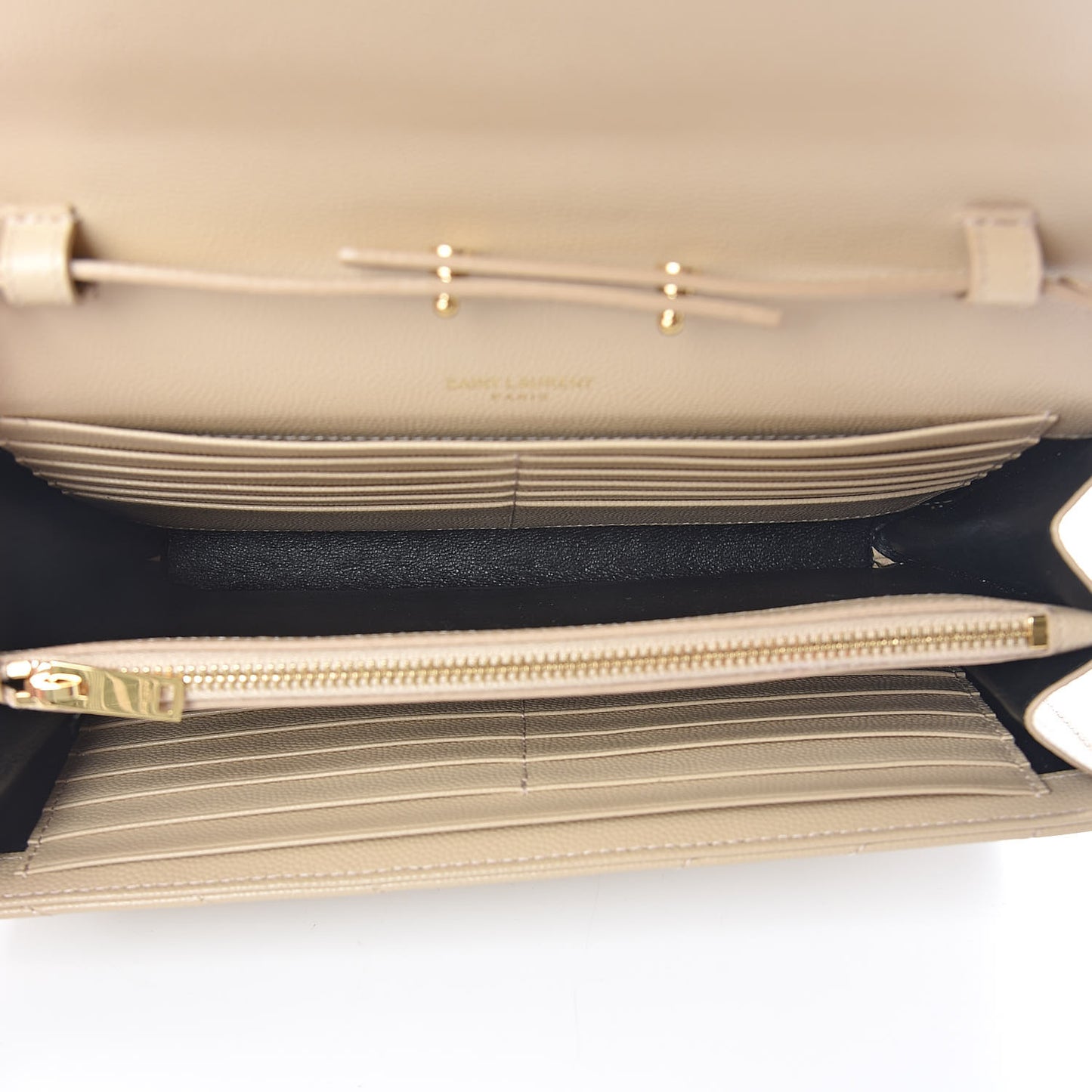Grain De Poudre Matelasse Chevron Monogram Chain Wallet Nude Powder