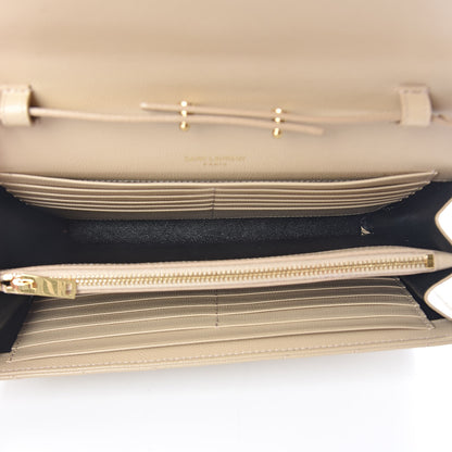 Saint Laurent Grain De Poudre Matelasse Chevron Monogram Chain Wallet Nude Powder 5 of 9