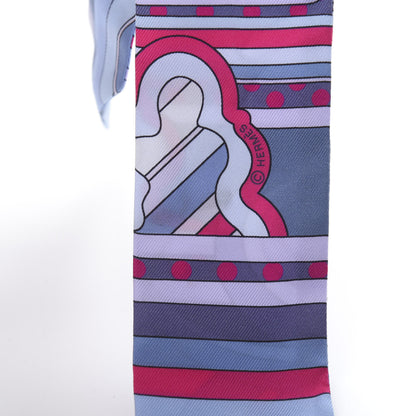 Hermes Silk Faubourg Rainbow Twilly Blue Jean Rose Vif 5 of 6