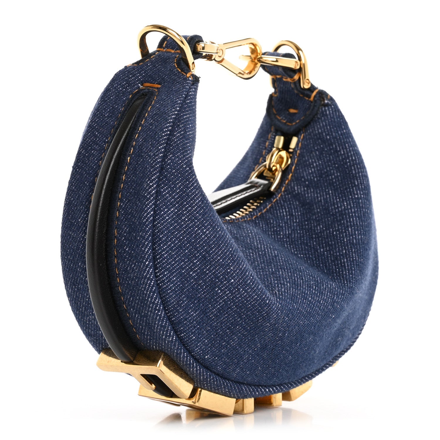 Fendi Denim Shiny Nappa Nano Fendigraphy Hobo Charm Blue Moro 3 of 9