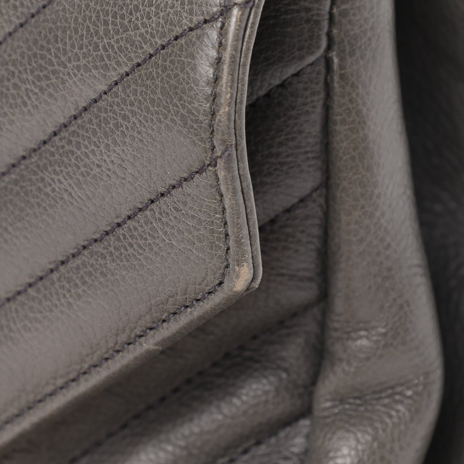Saint Laurent Sheepskin Matelasse Chevron Monogram Large College Satchel Dark Anthracite 13 of 13