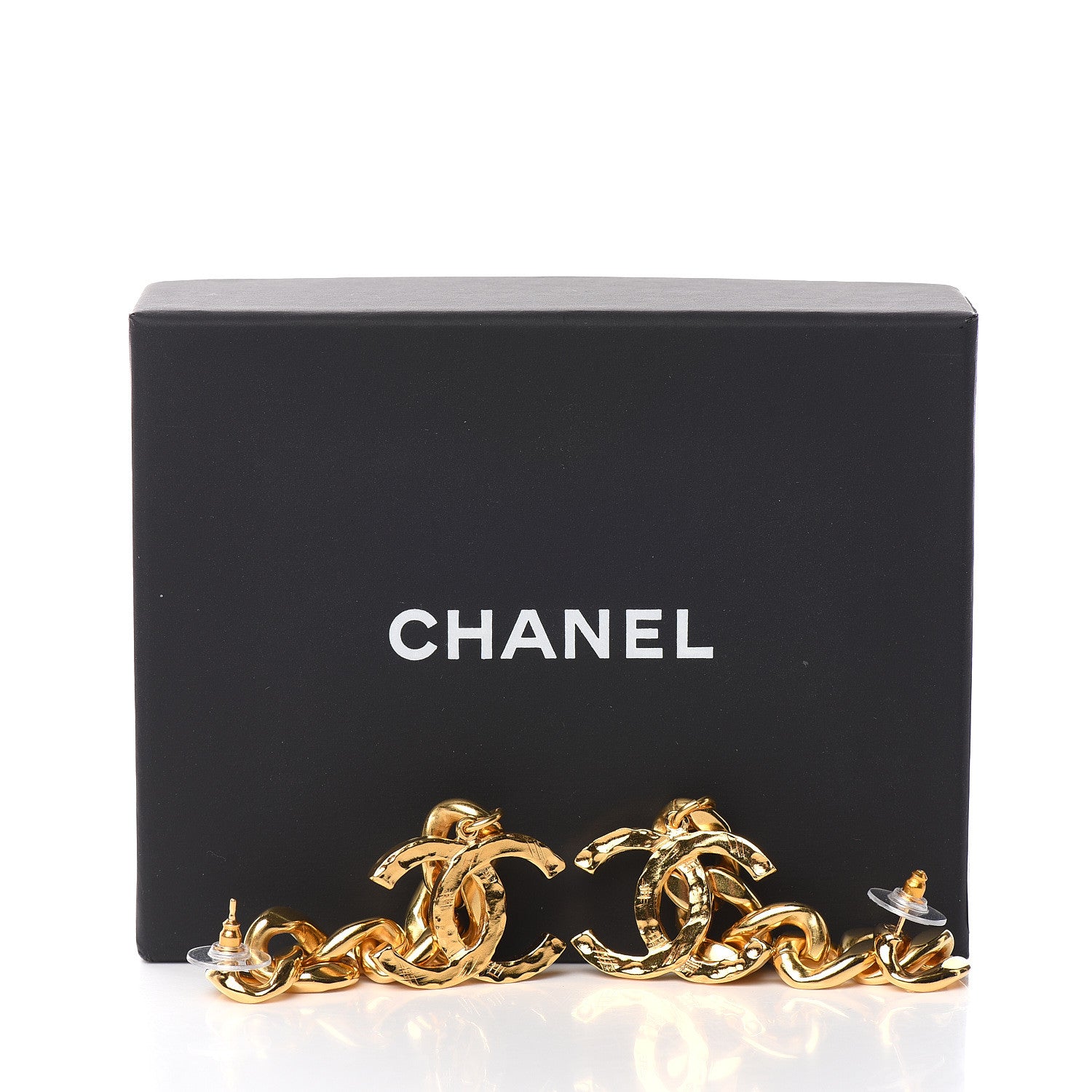 Chanel Metal CC Pick Drop Earrings Gold 5 of 5