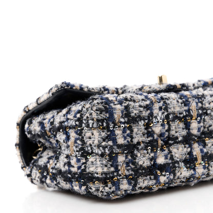 Chanel Glittered Tweed Quilted Mini Rectangular Flap Navy Blue 10 of 11