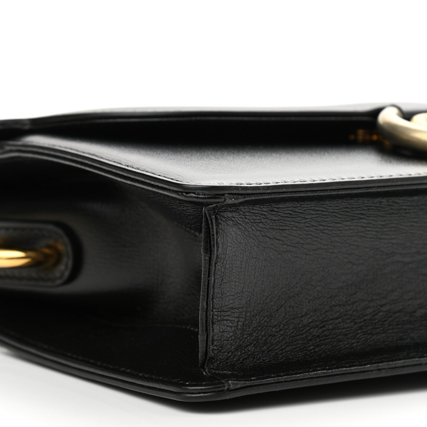Textured Calfskin Small Torchon GG Ring Shoulder Bag Black