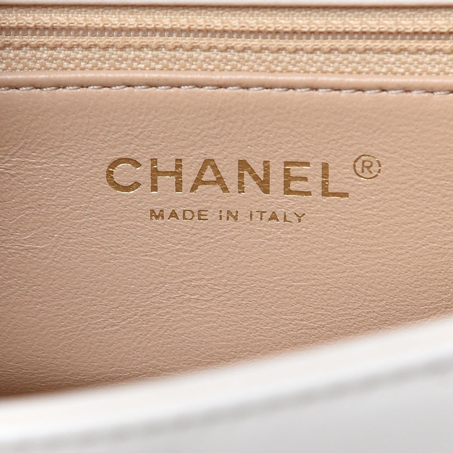 Lambskin Reversed Chevron Quilted Flap White