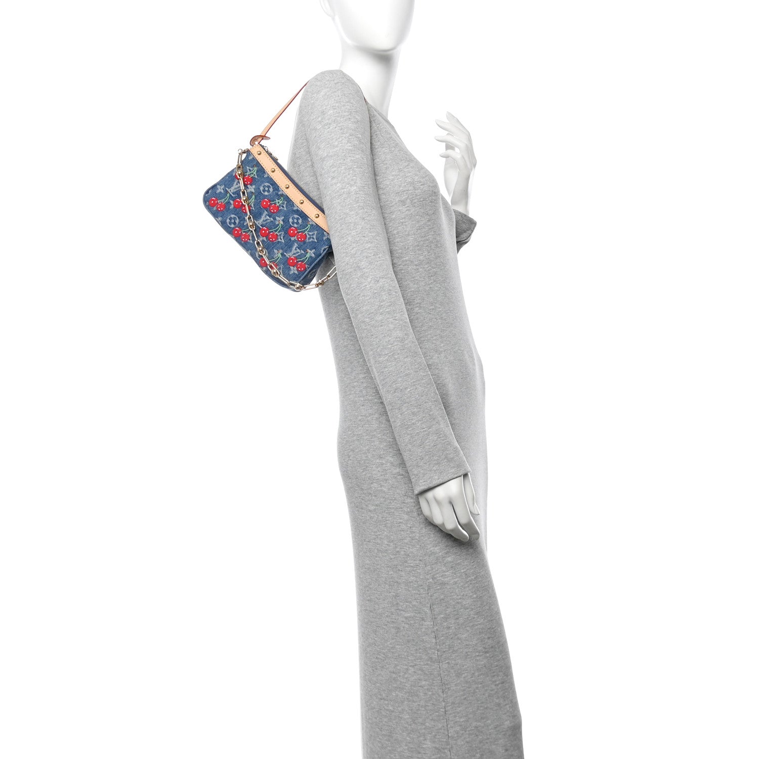 Louis Vuitton LV X TM Monogram Denim Cerises Pochette Accessories Blue 2 of 9