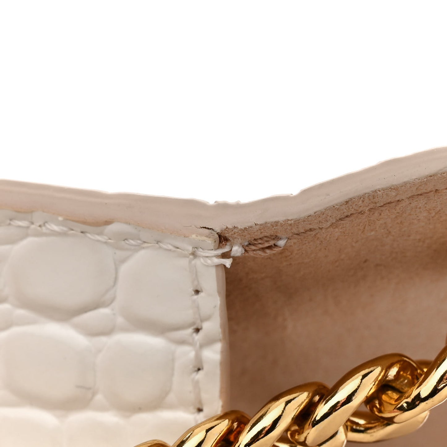 Calfskin Crocodile Embossed Skull Mini Crossbody Bag White
