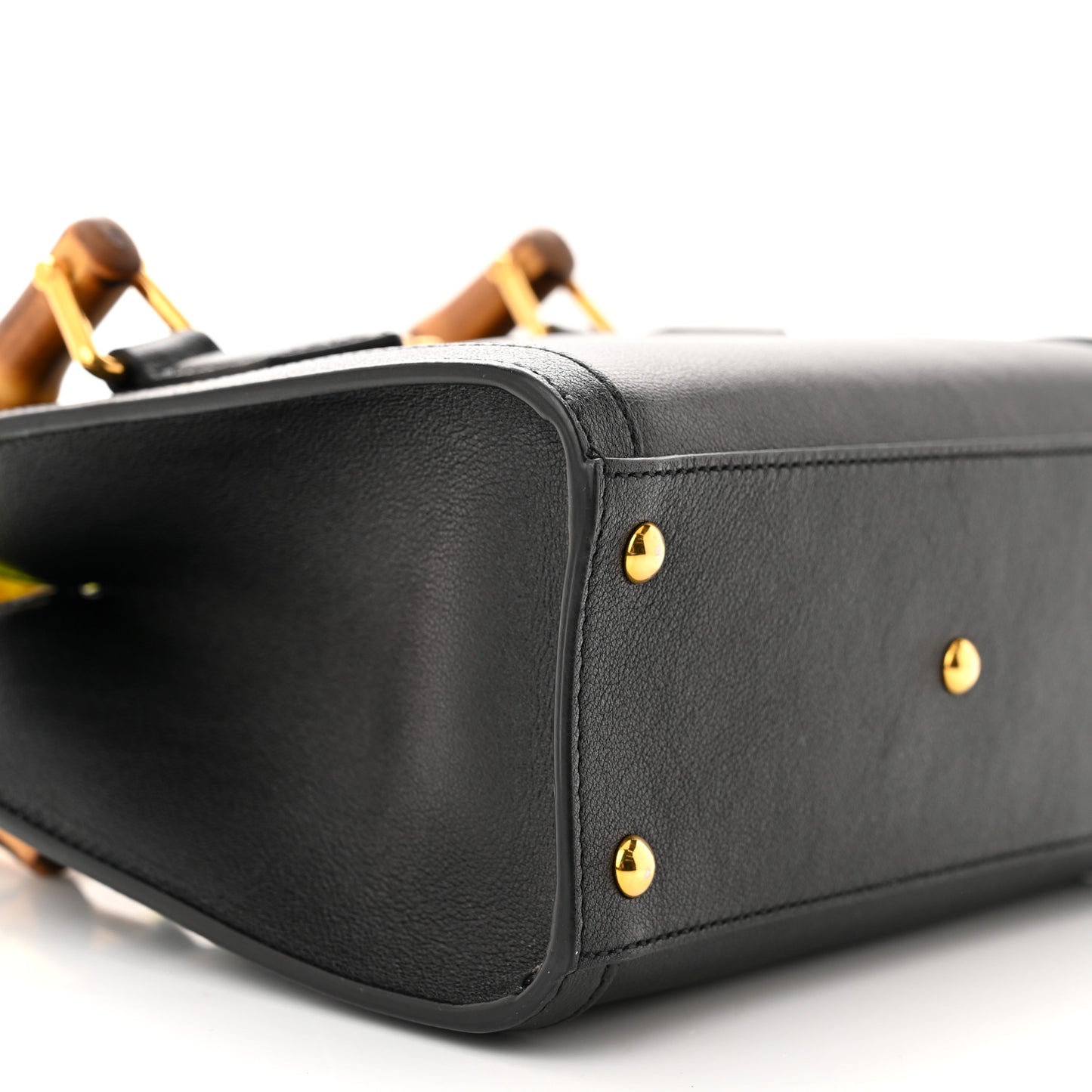 Wonka Grain Calfskin Mini Diana Tote Bag Black Yellow Fluo