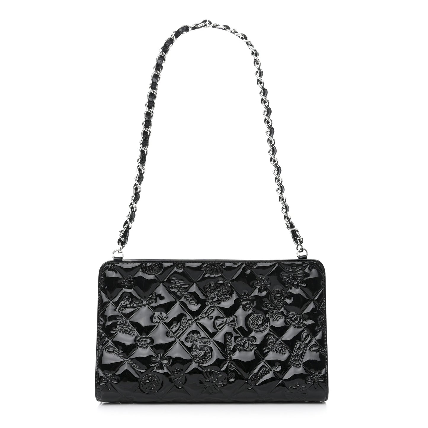 Patent Calfskin Lucky Symbols Pochette Black