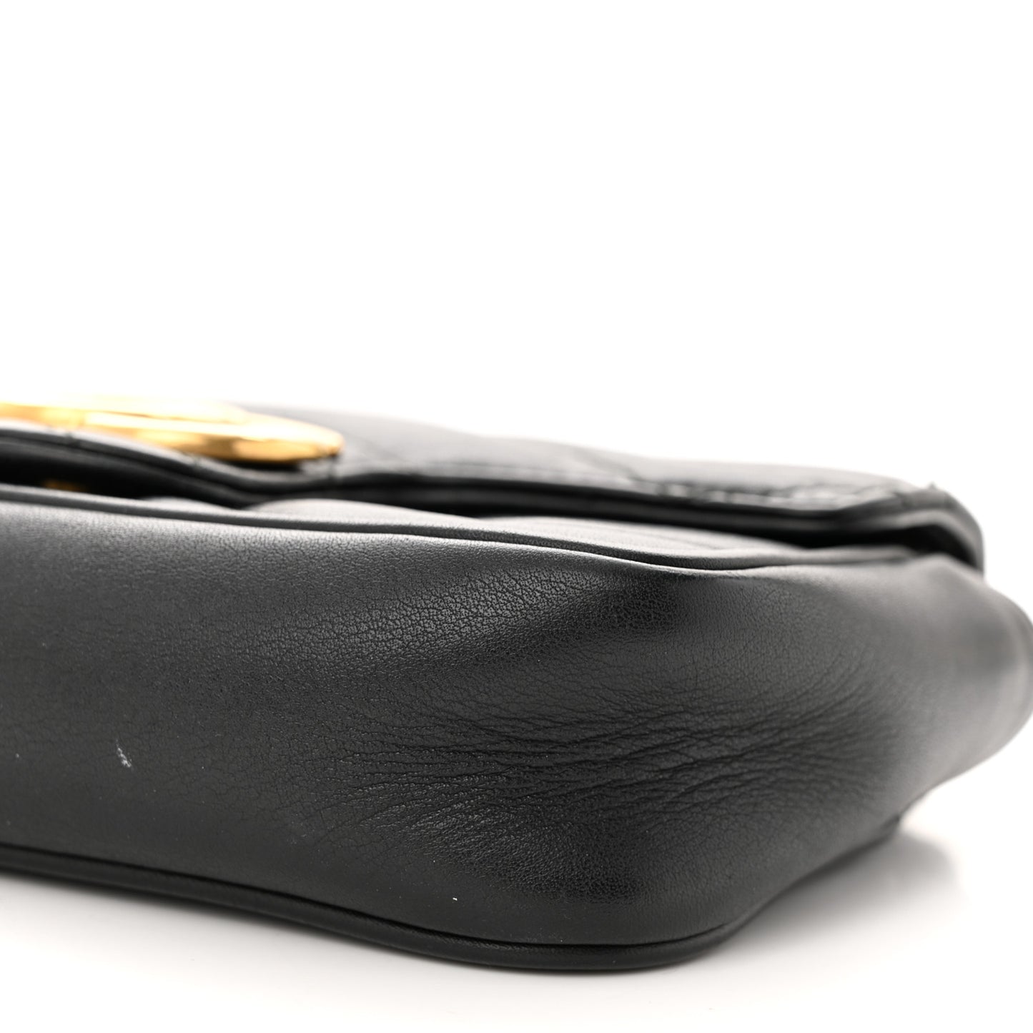 Calfskin Matelasse Super Mini GG Marmont Shoulder Bag Black