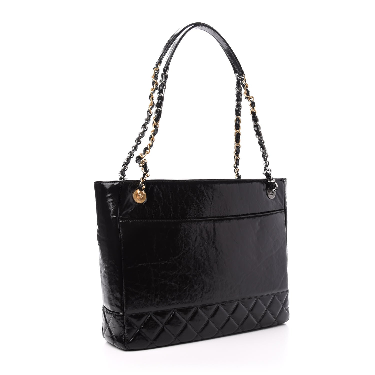 Chanel Shiny Aged Calfskin Quilted Large Shopping Bag Black 3 of 11