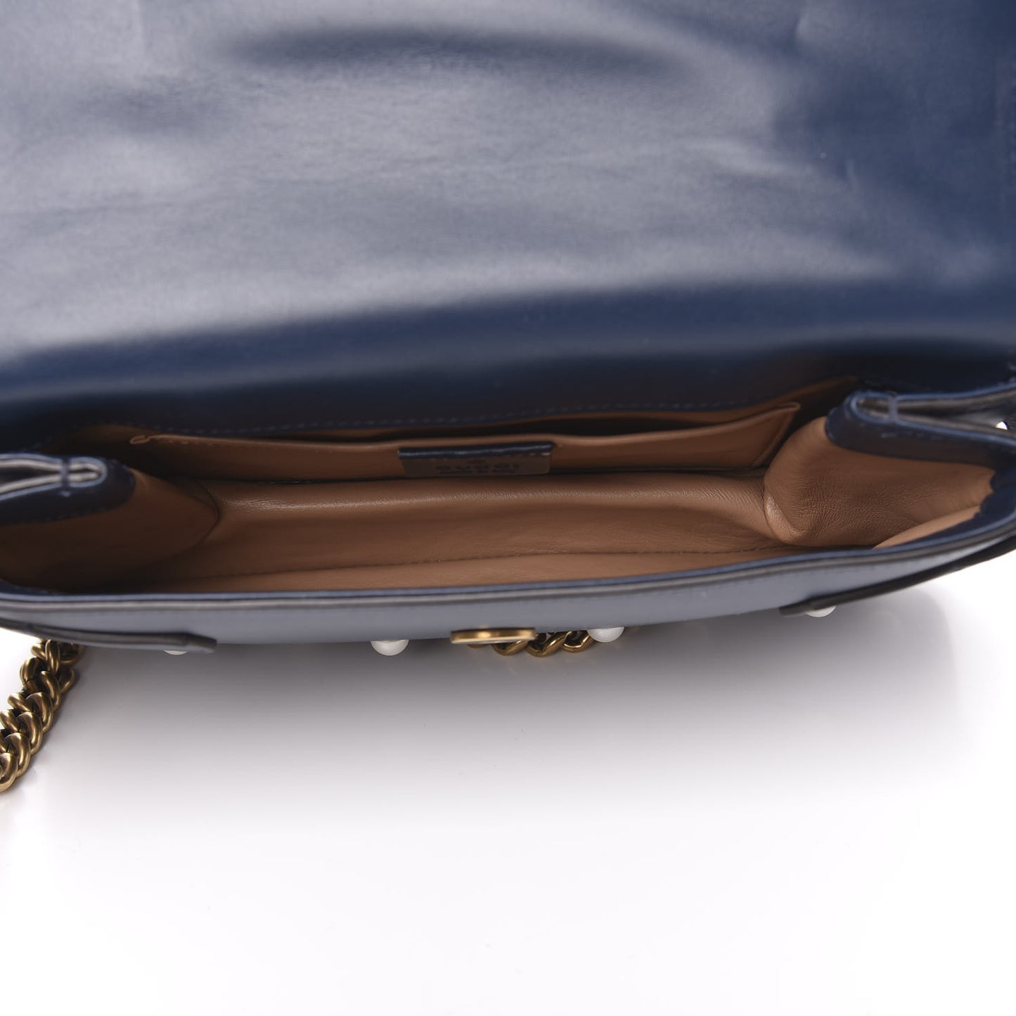 Nappa Pearl Studded Mini Queen Margaret Broadway Shoulder Bag Blue Agata