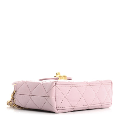 Chanel Shiny Aged Calfskin Quilted Mini Nano Kelly Shopper Light Pink 4 of 17