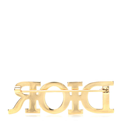 Christian Dior Crystal Dior Logo Brooch Gold 3 of 4