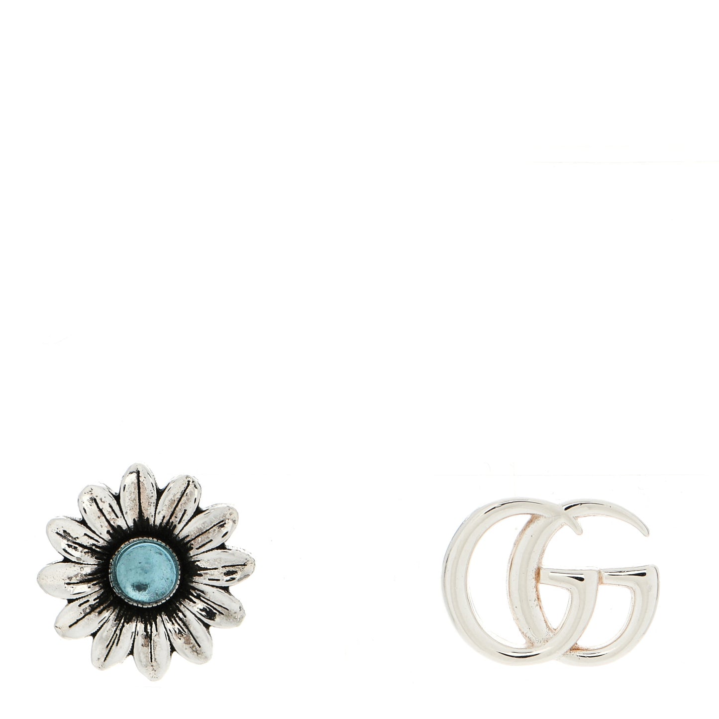 Sterling Silver Blue Topaz Flower Marmont Double G Earrings