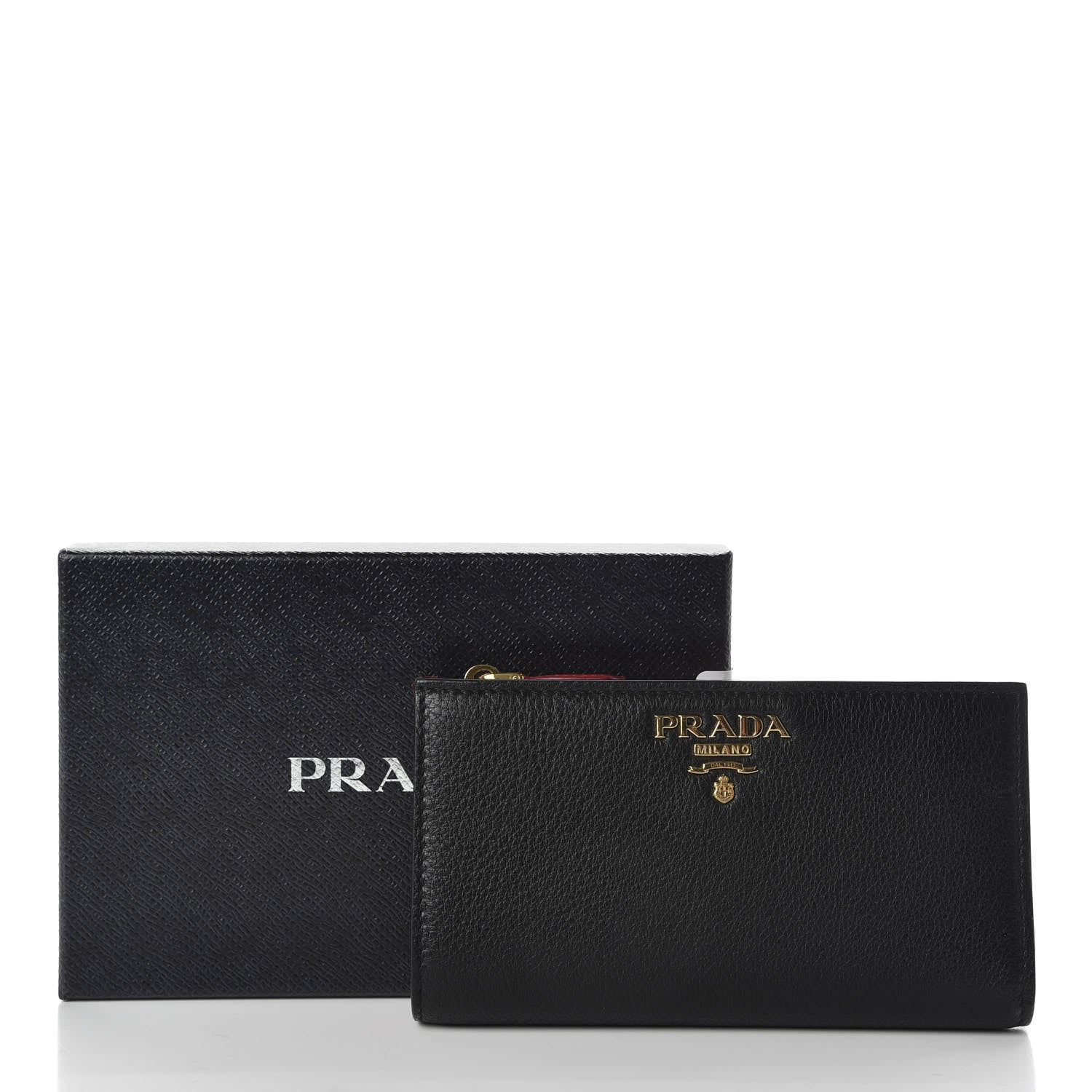 Prada Daino Colour Large Snap Wallet Black Fuoco 7 of 7