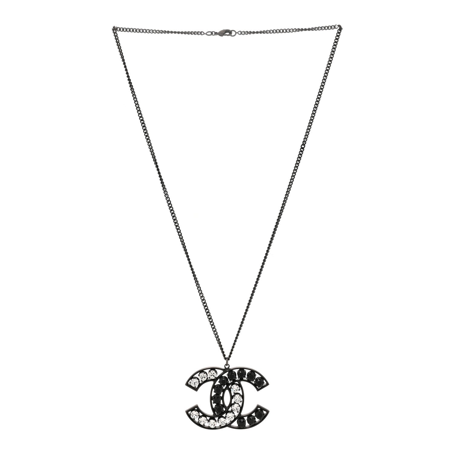 Chanel Ruthenium Crystal CC Necklace Black 3 of 5