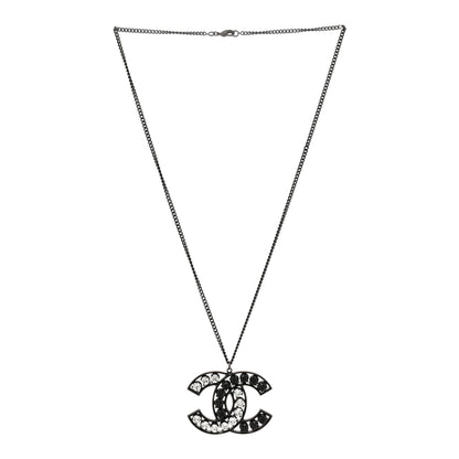 Chanel Ruthenium Crystal CC Necklace Black 3 of 5
