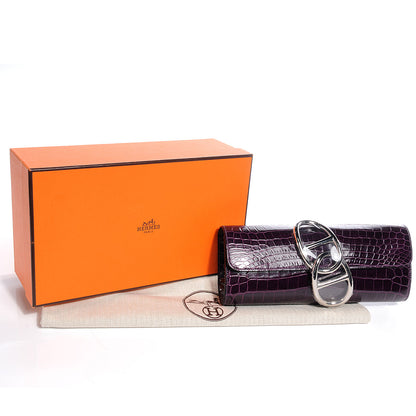 Hermes Niloticus Crocodile Egee Clutch Aubergine 5 of 8