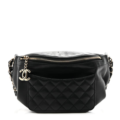 Chanel Lambskin Quilted Waist Bag Fanny Pack Black 1 of 19