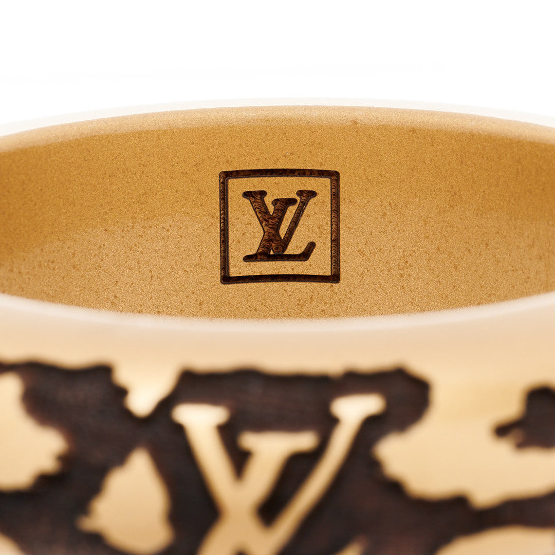 Louis Vuitton Lacquer Wood Leomonogram Bangle Bracelet M Gold 3 of 4