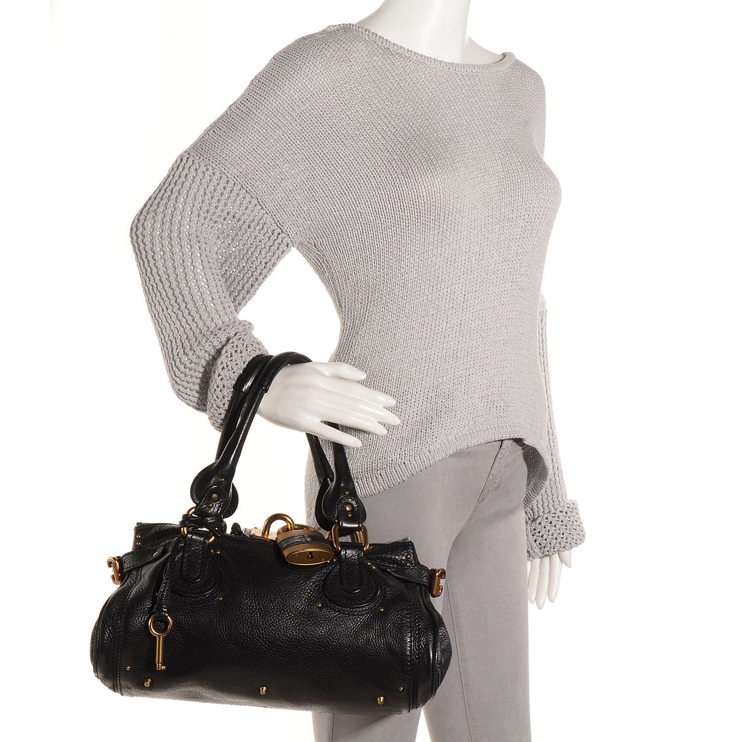 Leather Medium Paddington Satchel Black