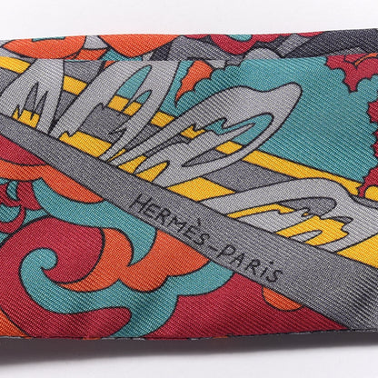 Hermes Silk L'Ivresse De L'Infini Twilly Gris Orange Canard 5 of 5