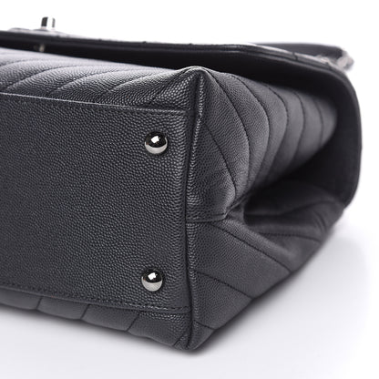 Chanel Caviar Chevron Quilted Small Coco Handle Flap Dark Grey 7 of 10