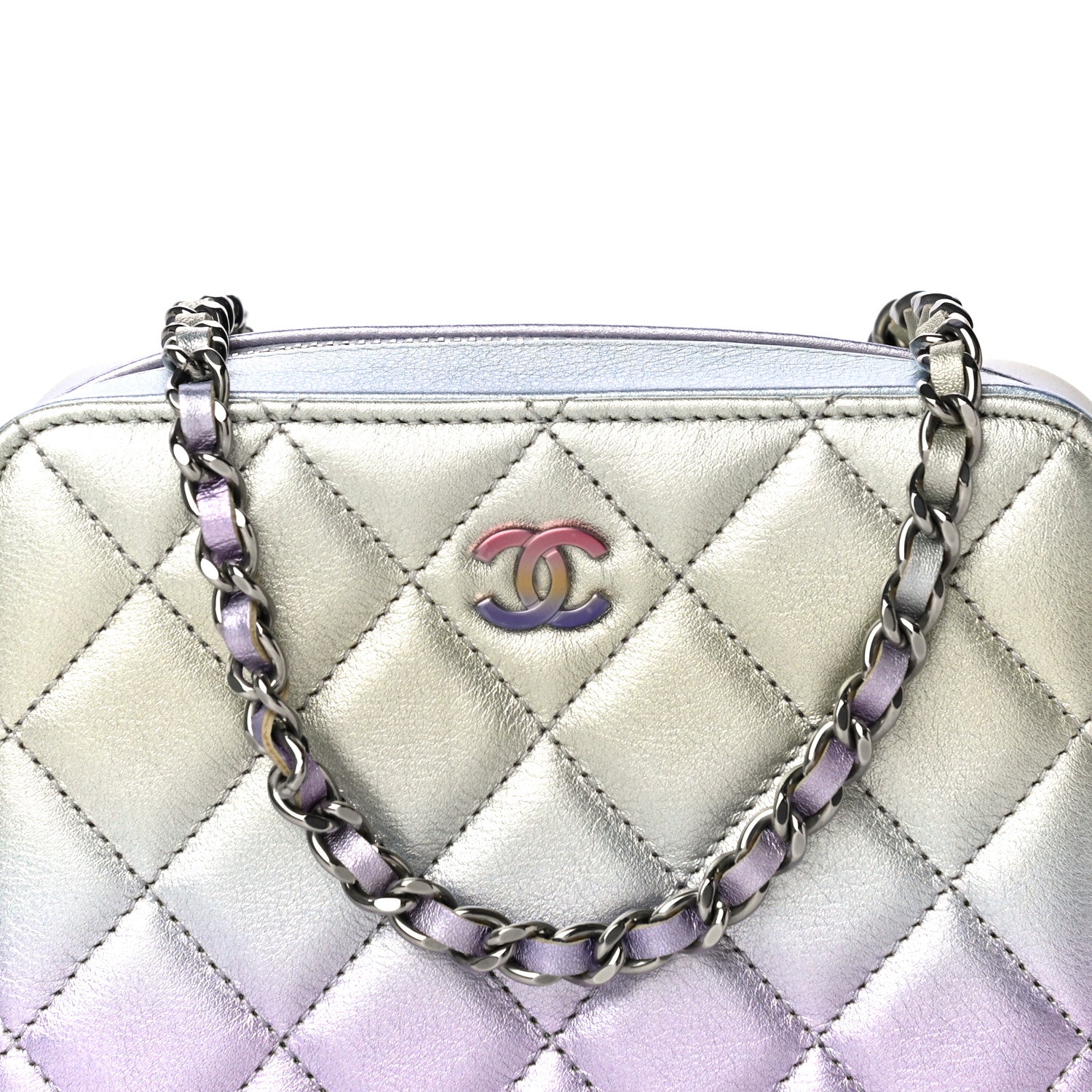 Chanel Metallic Gradient Calfskin Quilted Camera Case Blue Yellow Purple 8 of 15