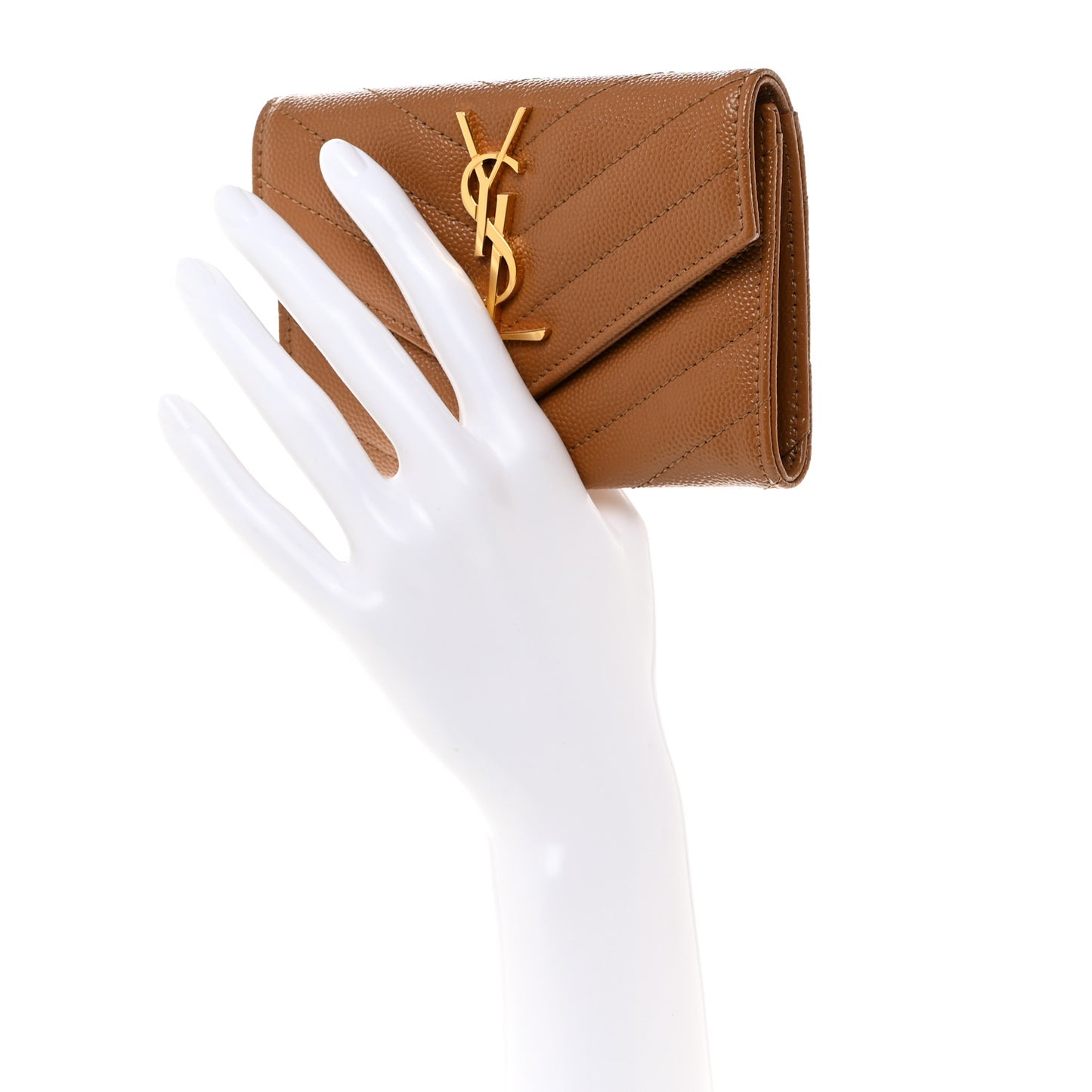 Grain De Poudre Matelasse Chevron Small Monogram Envelope Wallet Natural Dark