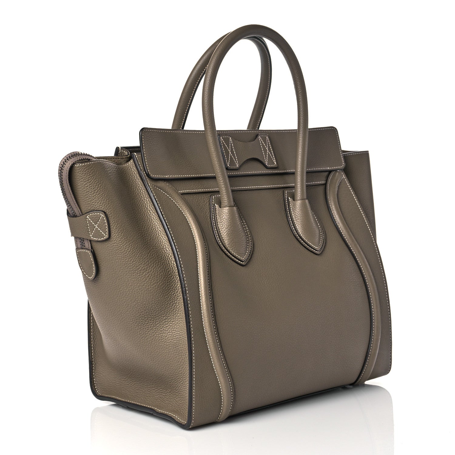 Celine Drummed Calfskin Mini Luggage Bag Souris 2 of 8