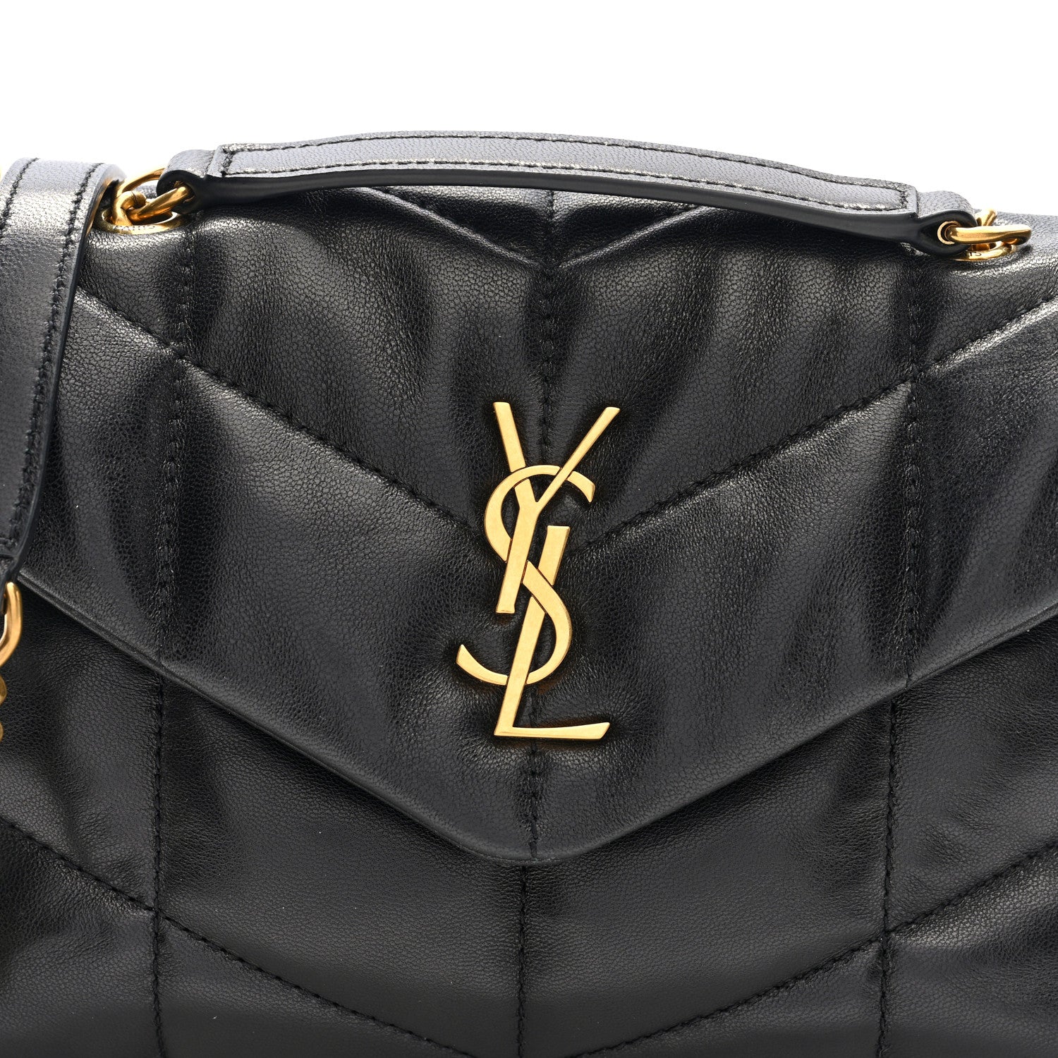 Saint Laurent Lambskin Quilted Toy Loulou Puffer Monogram Chain Satchel Black 7 of 10