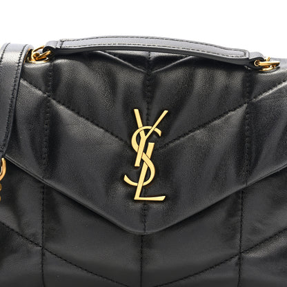 Saint Laurent Lambskin Quilted Toy Loulou Puffer Monogram Chain Satchel Black 7 of 10
