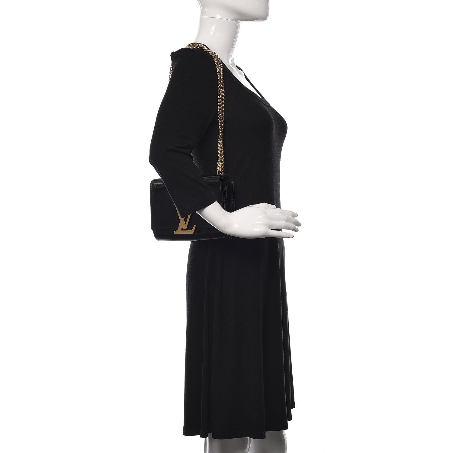 Louis Vuitton Patent Chain Louise MM Black 2 of 12