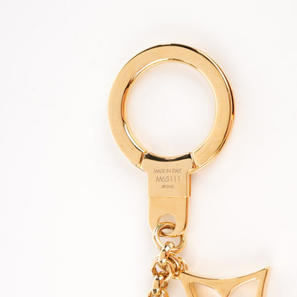 Louis Vuitton Brass Enamel Fleur De Monogram Bag Charm Chain Gold 3 of 5