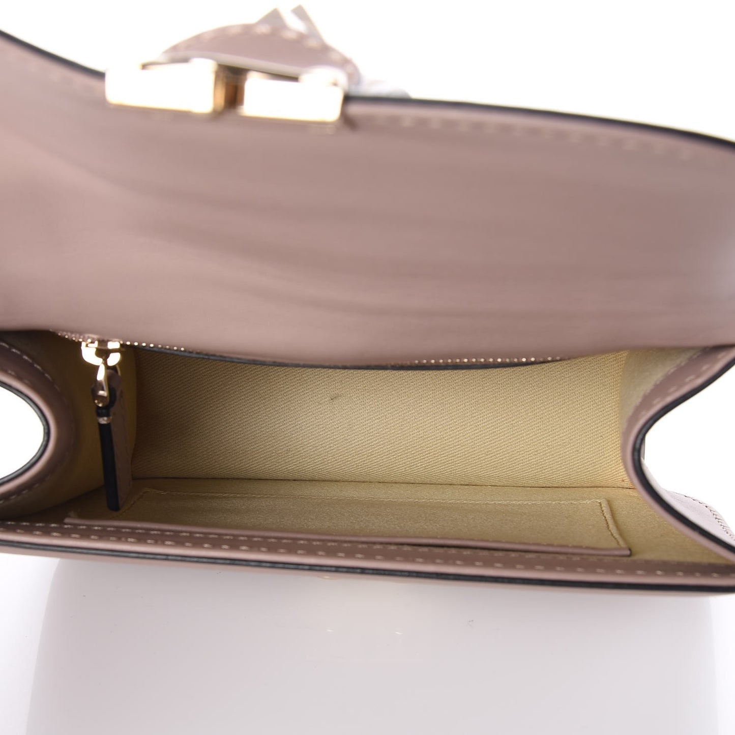 Vitello Small Glam Lock Rockstud Flap Poudre