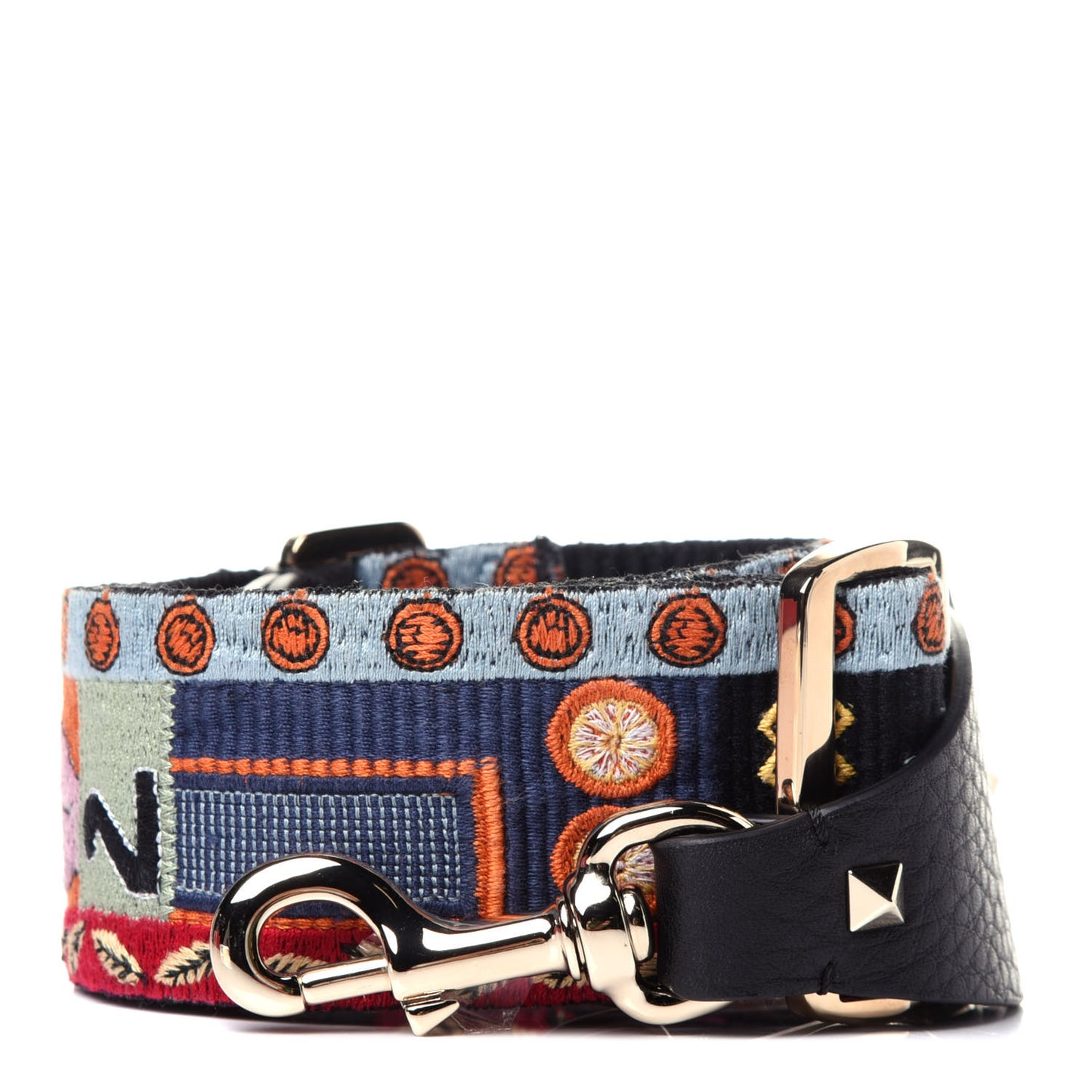 Canvas Counting Rockstud Guitar Strap Multicolor
