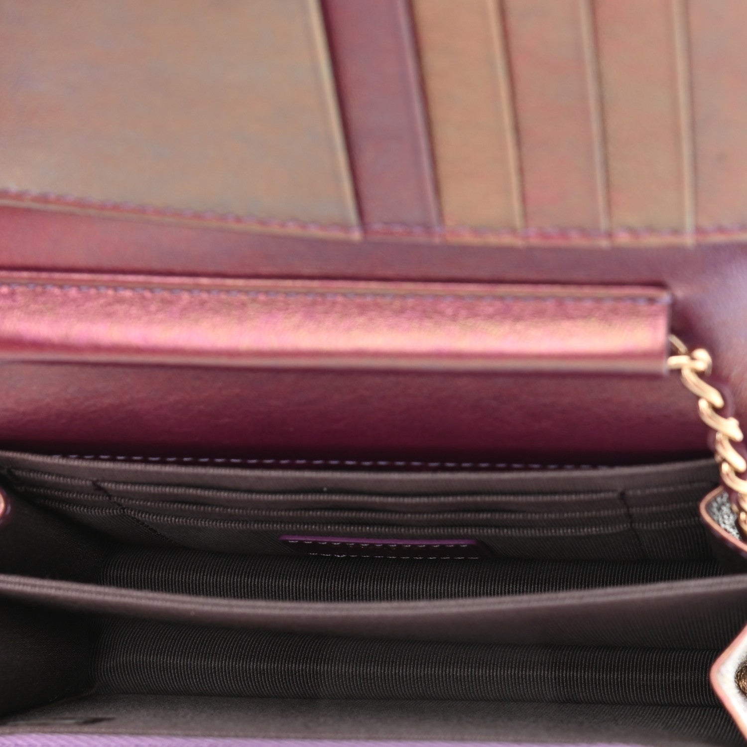 Chanel Iridescent Lambskin Quilted Mini Wallet On Chain WOC Purple 7 of 12