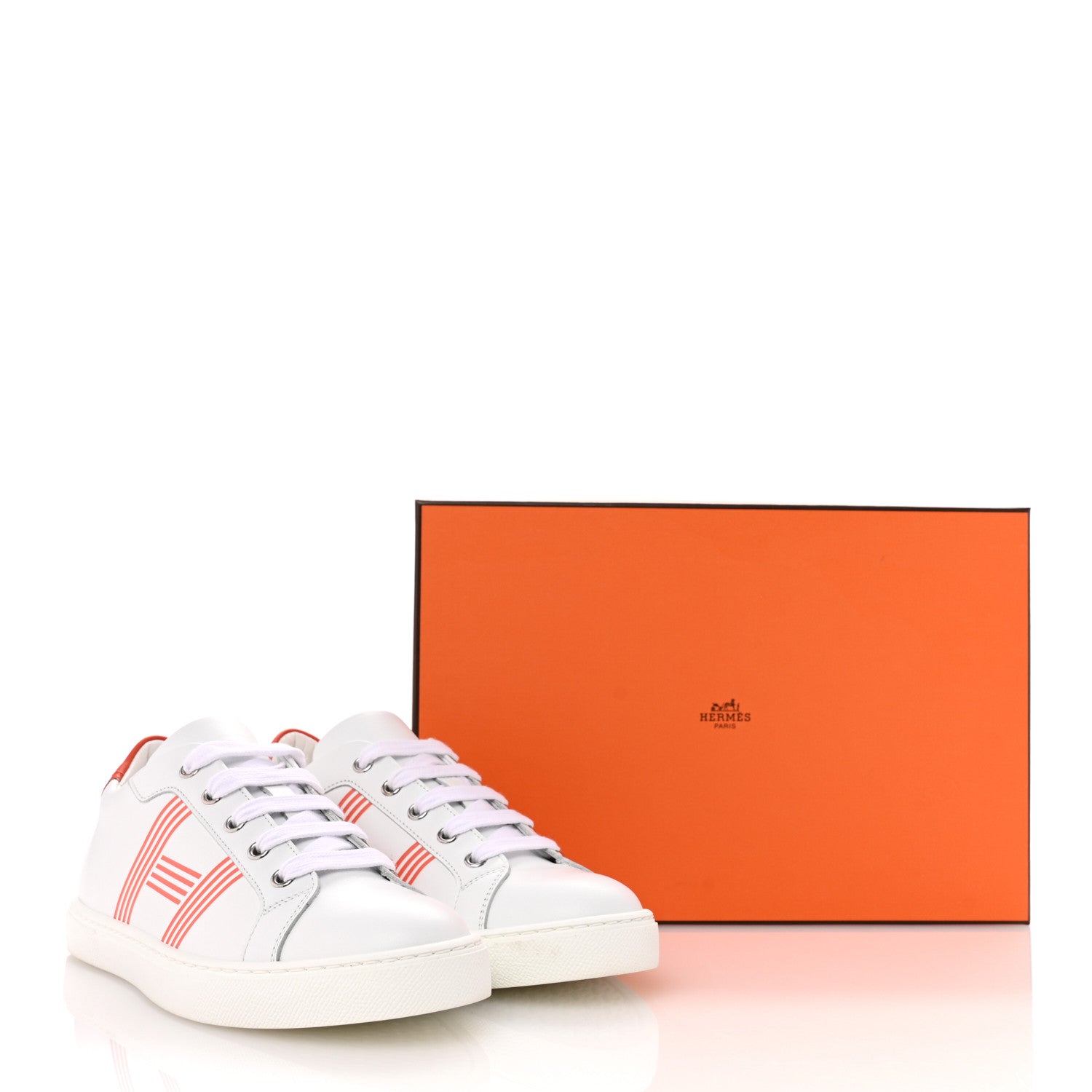 Hermes Calfskin Womens Advantage Sneakers 36 White Orange 13 of 13