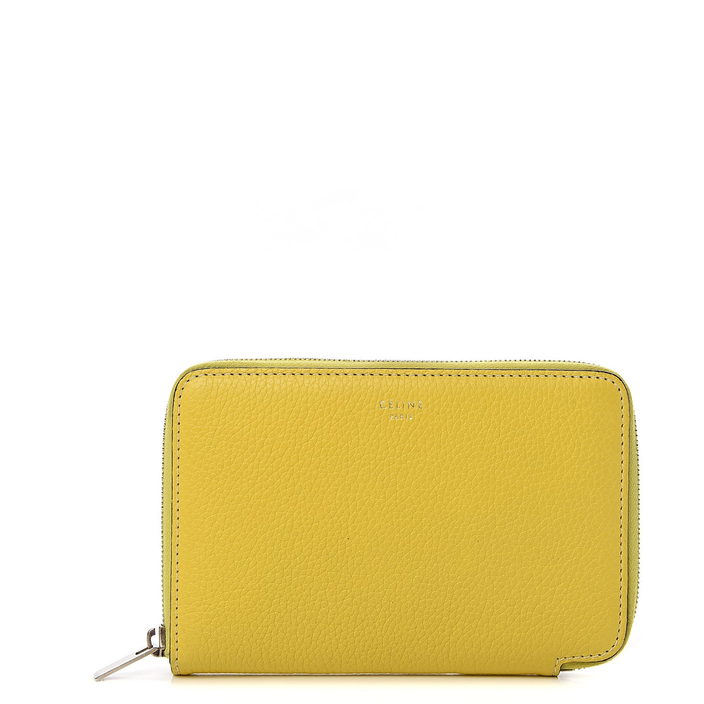 Drummed Calfskin Medium Zip Around Multifunction Wallet Citron