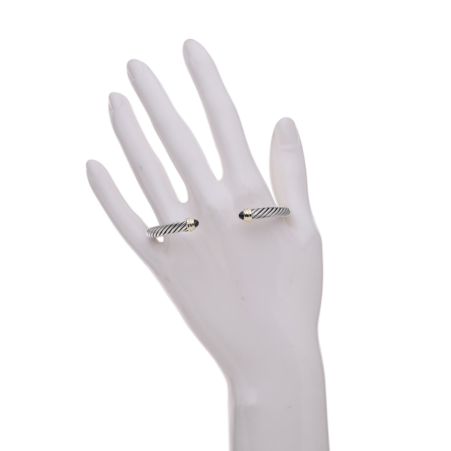 David Yurman Sterling Silver 14K Yellow Gold Garnet 5mm Cable Classics Petite Color Bracelet 2 of 5