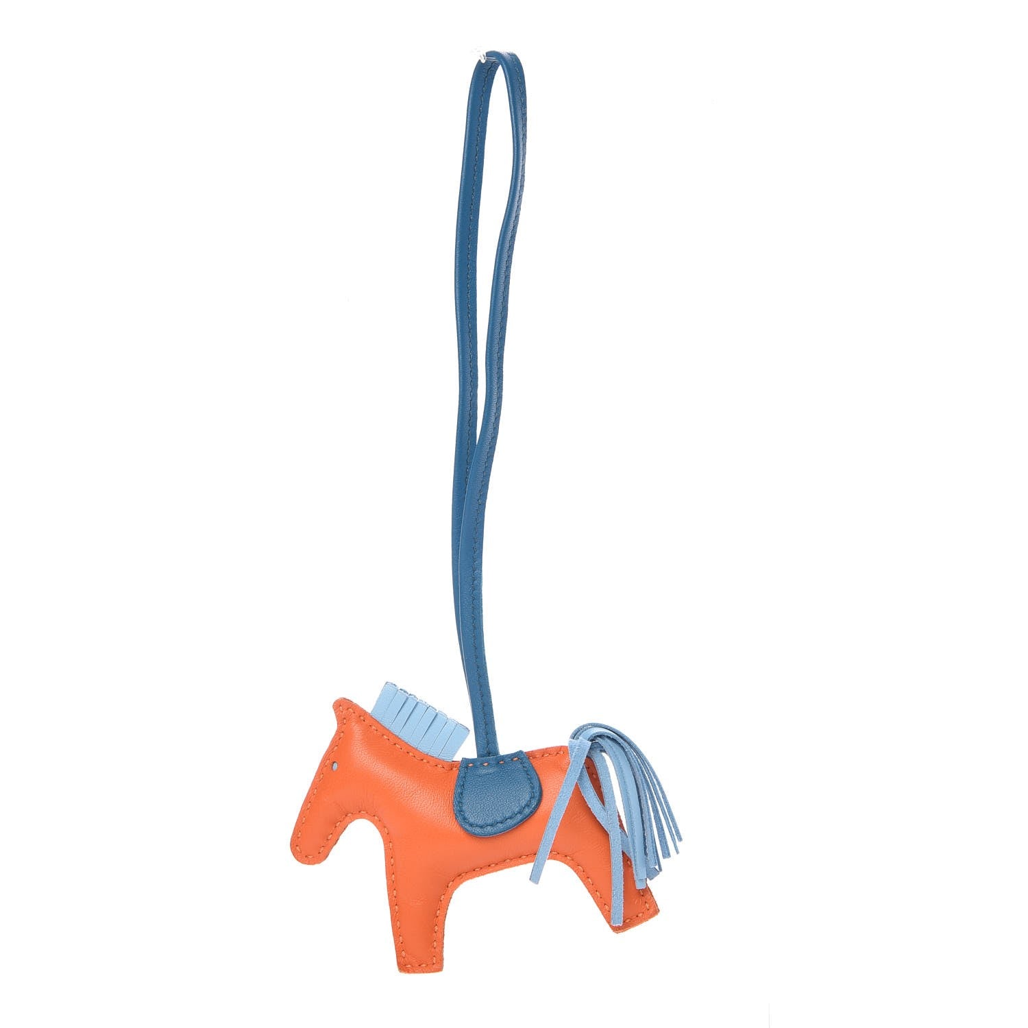 Hermes Milo Lambskin Grigri Rodeo Horse Bag Charm PM Feu Celeste Bleu Izmir 1 of 4